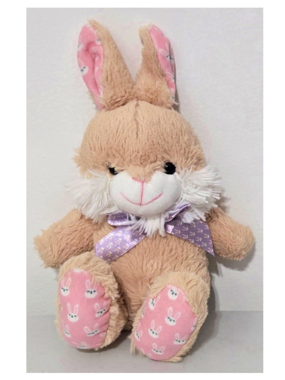 Goffa Plush Toy Bunny Rabbit Kids Girls Stuffed Animal Tan Pink Seated Baby 10”